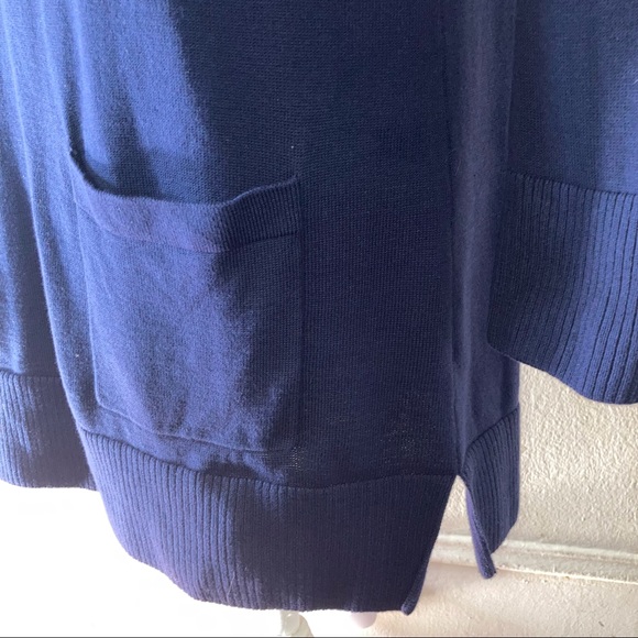 Jeanne Pierre Size L Sweater Tunic Dress Blue Zipper Turtleneck Pockets - Picture 4 of 12